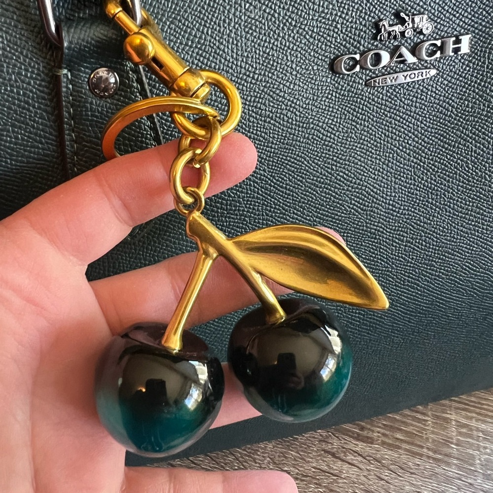 Unbranded Cherry bag charm / Keychain with blue and gold Accents